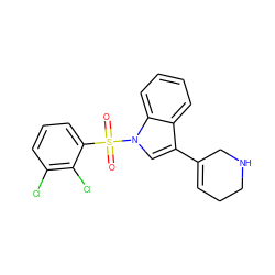 O=S(=O)(c1cccc(Cl)c1Cl)n1cc(C2=CCCNC2)c2ccccc21 ZINC000028526590