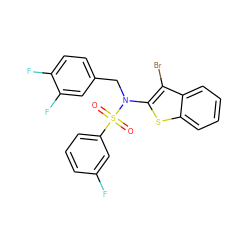 O=S(=O)(c1cccc(F)c1)N(Cc1ccc(F)c(F)c1)c1sc2ccccc2c1Br ZINC000115232747