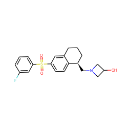 O=S(=O)(c1cccc(F)c1)c1ccc2c(c1)CCC[C@H]2CN1CC(O)C1 ZINC000049036004