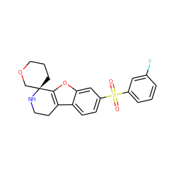 O=S(=O)(c1cccc(F)c1)c1ccc2c3c(oc2c1)[C@]1(CCCOC1)NCC3 ZINC000073221477