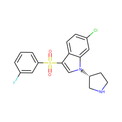 O=S(=O)(c1cccc(F)c1)c1cn([C@@H]2CCNC2)c2cc(Cl)ccc12 ZINC000049033187