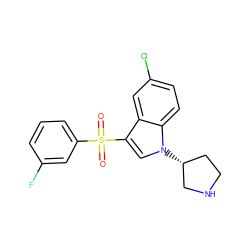 O=S(=O)(c1cccc(F)c1)c1cn([C@@H]2CCNC2)c2ccc(Cl)cc12 ZINC000049055256