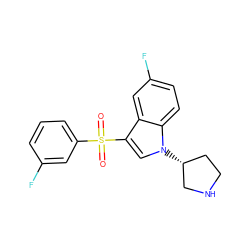 O=S(=O)(c1cccc(F)c1)c1cn([C@@H]2CCNC2)c2ccc(F)cc12 ZINC000049034839