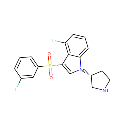 O=S(=O)(c1cccc(F)c1)c1cn([C@@H]2CCNC2)c2cccc(F)c12 ZINC000049033839