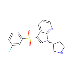 O=S(=O)(c1cccc(F)c1)c1cn([C@@H]2CCNC2)c2ncccc12 ZINC000028862162