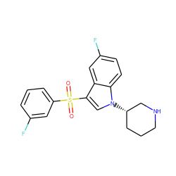 O=S(=O)(c1cccc(F)c1)c1cn([C@H]2CCCNC2)c2ccc(F)cc12 ZINC000003937721