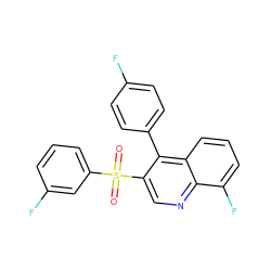 O=S(=O)(c1cccc(F)c1)c1cnc2c(F)cccc2c1-c1ccc(F)cc1 ZINC000067335415