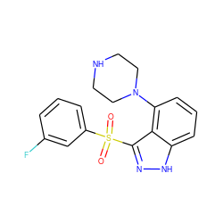 O=S(=O)(c1cccc(F)c1)c1n[nH]c2cccc(N3CCNCC3)c12 ZINC000064453865