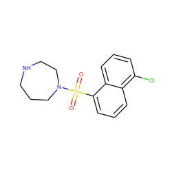 O=S(=O)(c1cccc2c(Cl)cccc12)N1CCCNCC1 ZINC000000402771