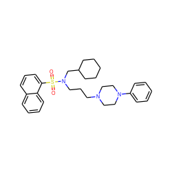 O=S(=O)(c1cccc2ccccc12)N(CCCN1CCN(c2ccccc2)CC1)CC1CCCCC1 ZINC000045386809