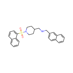 O=S(=O)(c1cccc2ccccc12)N1CCC(CNCc2ccc3ccccc3c2)CC1 ZINC000034802010