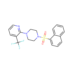 O=S(=O)(c1cccc2ccccc12)N1CCN(c2ncccc2C(F)(F)F)CC1 ZINC000029045964