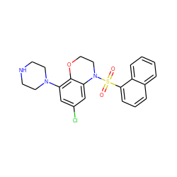 O=S(=O)(c1cccc2ccccc12)N1CCOc2c(N3CCNCC3)cc(Cl)cc21 ZINC000028948464