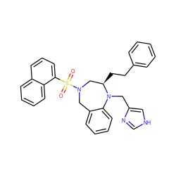 O=S(=O)(c1cccc2ccccc12)N1Cc2ccccc2N(Cc2c[nH]cn2)[C@H](CCc2ccccc2)C1 ZINC000025981044