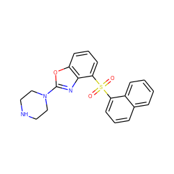 O=S(=O)(c1cccc2ccccc12)c1cccc2oc(N3CCNCC3)nc12 ZINC000040860917