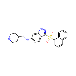 O=S(=O)(c1cccc2ccccc12)c1n[nH]c2cc(NCC3CCNCC3)ccc12 ZINC000035285424