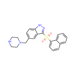 O=S(=O)(c1cccc2ccccc12)c1n[nH]c2ccc(CN3CCNCC3)cc12 ZINC000066101905