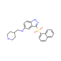 O=S(=O)(c1cccc2ccccc12)c1n[nH]c2ccc(NCC3CCNCC3)cc12 ZINC000035285092