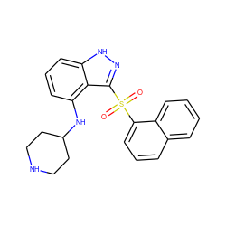 O=S(=O)(c1cccc2ccccc12)c1n[nH]c2cccc(NC3CCNCC3)c12 ZINC000066156687