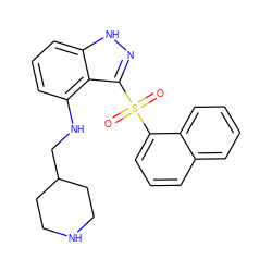 O=S(=O)(c1cccc2ccccc12)c1n[nH]c2cccc(NCC3CCNCC3)c12 ZINC000035277715