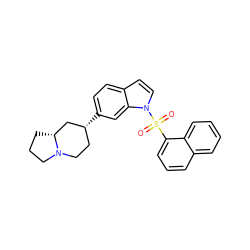 O=S(=O)(c1cccc2ccccc12)n1ccc2ccc([C@@H]3CCN4CCC[C@@H]4C3)cc21 ZINC000013645873