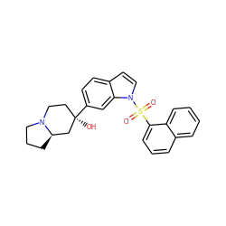 O=S(=O)(c1cccc2ccccc12)n1ccc2ccc([C@]3(O)CCN4CCC[C@@H]4C3)cc21 ZINC000029413596