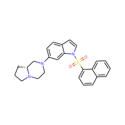 O=S(=O)(c1cccc2ccccc12)n1ccc2ccc(N3CCN4CCC[C@@H]4C3)cc21 ZINC000013645866