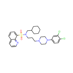 O=S(=O)(c1cccc2cccnc12)N(CCCN1CCN(c2ccc(Cl)c(Cl)c2)CC1)CC1CCCCC1 ZINC000049767267