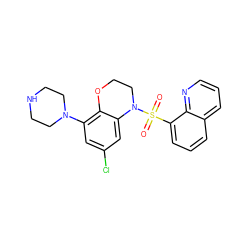 O=S(=O)(c1cccc2cccnc12)N1CCOc2c(N3CCNCC3)cc(Cl)cc21 ZINC000028948468