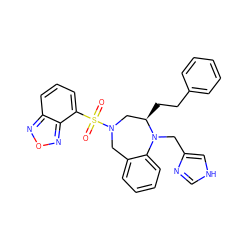 O=S(=O)(c1cccc2nonc12)N1Cc2ccccc2N(Cc2c[nH]cn2)[C@H](CCc2ccccc2)C1 ZINC000025982018