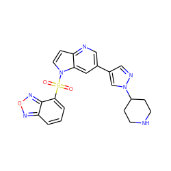 O=S(=O)(c1cccc2nonc12)n1ccc2ncc(-c3cnn(C4CCNCC4)c3)cc21 ZINC000043018802