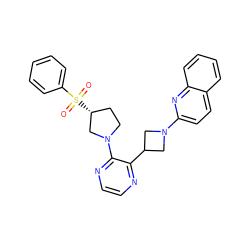 O=S(=O)(c1ccccc1)[C@@H]1CCN(c2nccnc2C2CN(c3ccc4ccccc4n3)C2)C1 ZINC000139830381