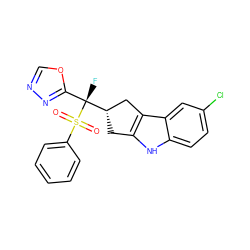 O=S(=O)(c1ccccc1)[C@](F)(c1nnco1)[C@H]1Cc2[nH]c3ccc(Cl)cc3c2C1 ZINC000040848878