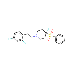 O=S(=O)(c1ccccc1)C1(F)CCN(CCc2ccc(F)cc2F)CC1 ZINC000095606422