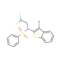 O=S(=O)(c1ccccc1)N(CC(F)F)c1sc2ccccc2c1Br ZINC000115234268