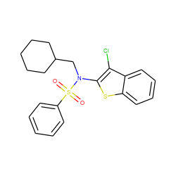 O=S(=O)(c1ccccc1)N(CC1CCCCC1)c1sc2ccccc2c1Cl ZINC000115228119