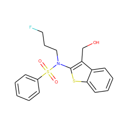 O=S(=O)(c1ccccc1)N(CCCF)c1sc2ccccc2c1CO ZINC000115232992