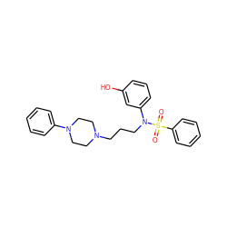 O=S(=O)(c1ccccc1)N(CCCN1CCN(c2ccccc2)CC1)c1cccc(O)c1 ZINC000169339956