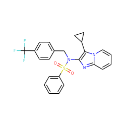 O=S(=O)(c1ccccc1)N(Cc1ccc(C(F)(F)F)cc1)c1nc2ccccn2c1C1CC1 ZINC000167650169