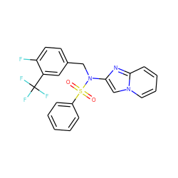 O=S(=O)(c1ccccc1)N(Cc1ccc(F)c(C(F)(F)F)c1)c1cn2ccccc2n1 ZINC000167636728