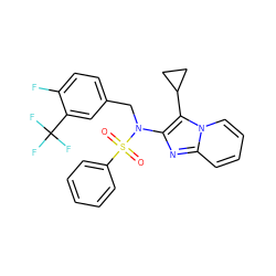 O=S(=O)(c1ccccc1)N(Cc1ccc(F)c(C(F)(F)F)c1)c1nc2ccccn2c1C1CC1 ZINC000167648438