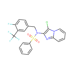 O=S(=O)(c1ccccc1)N(Cc1ccc(F)c(C(F)(F)F)c1)c1nc2ccccn2c1Cl ZINC000147713433