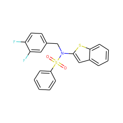 O=S(=O)(c1ccccc1)N(Cc1ccc(F)c(F)c1)c1cc2ccccc2s1 ZINC000115231596