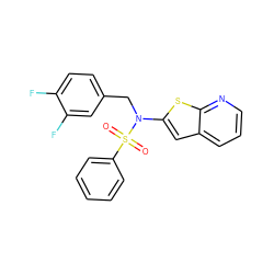 O=S(=O)(c1ccccc1)N(Cc1ccc(F)c(F)c1)c1cc2cccnc2s1 ZINC000115234686