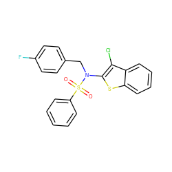 O=S(=O)(c1ccccc1)N(Cc1ccc(F)cc1)c1sc2ccccc2c1Cl ZINC000115231093