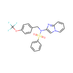 O=S(=O)(c1ccccc1)N(Cc1ccc(OC(F)(F)F)cc1)c1cn2ccccc2n1 ZINC000167636601