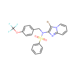 O=S(=O)(c1ccccc1)N(Cc1ccc(OC(F)(F)F)cc1)c1nc2ccccn2c1Br ZINC000167635845