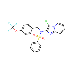 O=S(=O)(c1ccccc1)N(Cc1ccc(OC(F)(F)F)cc1)c1nc2ccccn2c1Cl ZINC000167635598