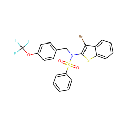 O=S(=O)(c1ccccc1)N(Cc1ccc(OC(F)(F)F)cc1)c1sc2ccccc2c1Br ZINC000115230944