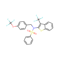 O=S(=O)(c1ccccc1)N(Cc1ccc(OC(F)(F)F)cc1)c1sc2ccccc2c1C(F)(F)F ZINC000115231620